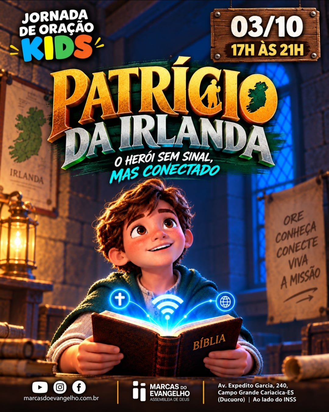 Flyer da Jornada Kids: O herói sem sinal, mas conectado